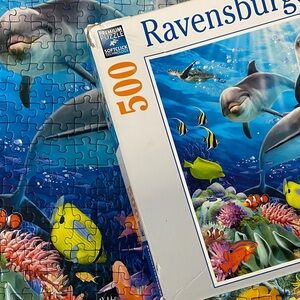 Ravensburger 500 piece puzzle “Dolphins in the Coral Reef” 2016 ocean Complete